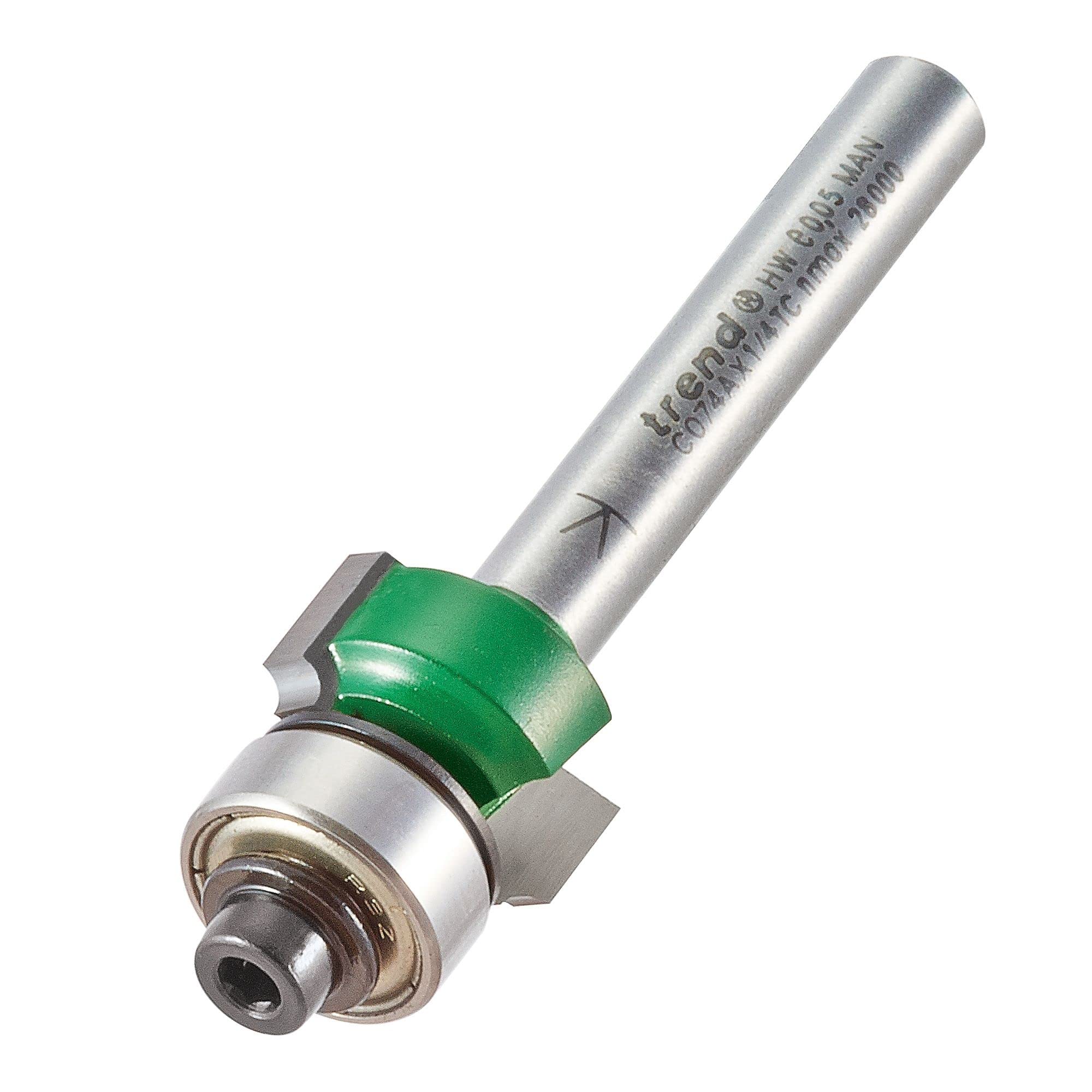 Trend CraftPro Bearing Guided Round Over Router Cutter, 1/4 Inch Shank, 1.6mm Radius, 7.9mm Cut Length, Includes Multiple Bearings, Tungsten Carbide Tipped, C074AX1/4TC