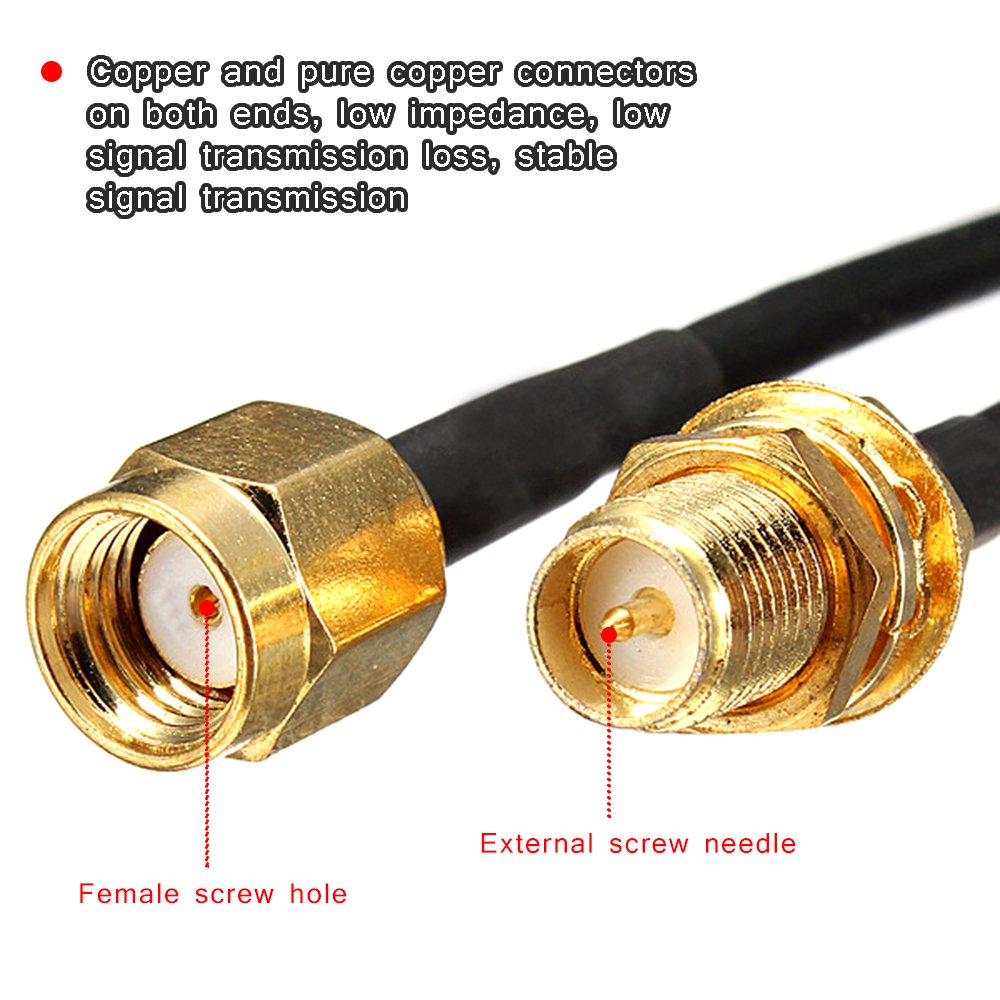 Cable de Extension de Antana 10M WiFi RP-SMA Negro con Interfaz de Cobre y Anti-Interferencia de Cable de Extension de Wifi