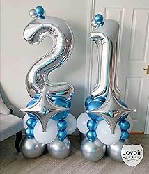 Silver 23 Number Balloons, 40 Inch Giant Number 23