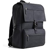 Leather Backpack for Men &amp; Women, Classic Black - Handcrafted Top Grain Leather vintage backpack with 17 Inch Laptop Sleeve - Lightweight &amp; Durable for Business, Travel &amp; Work - 33cm x 16cm x 40cm