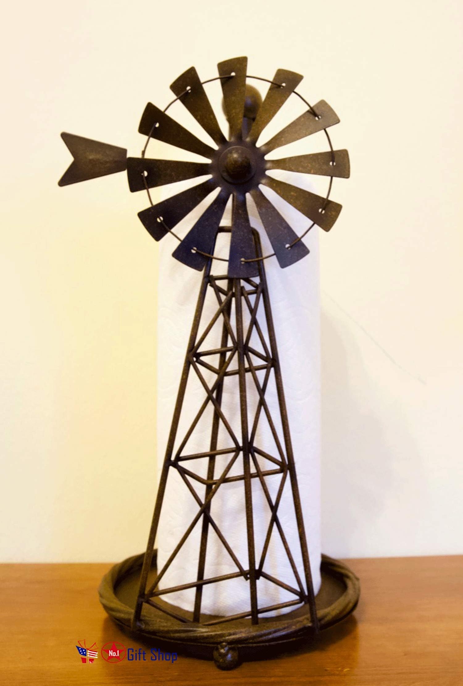 Windmill Metal Paper Towel Holder Rustic Country Farmhouse Style (no Assembly Needed, Ready to use)
