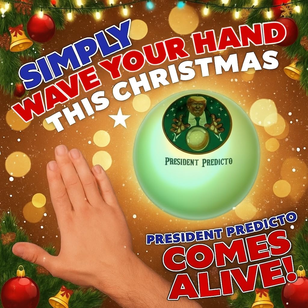 Talking President Predicto Fortune Telling Ball - Lights Up & Trump Talks - Ask Questions & Hear Donald Answer - Funny White Elephant Gifts for Men - Trump Christmas Merchandise, Gag Gift