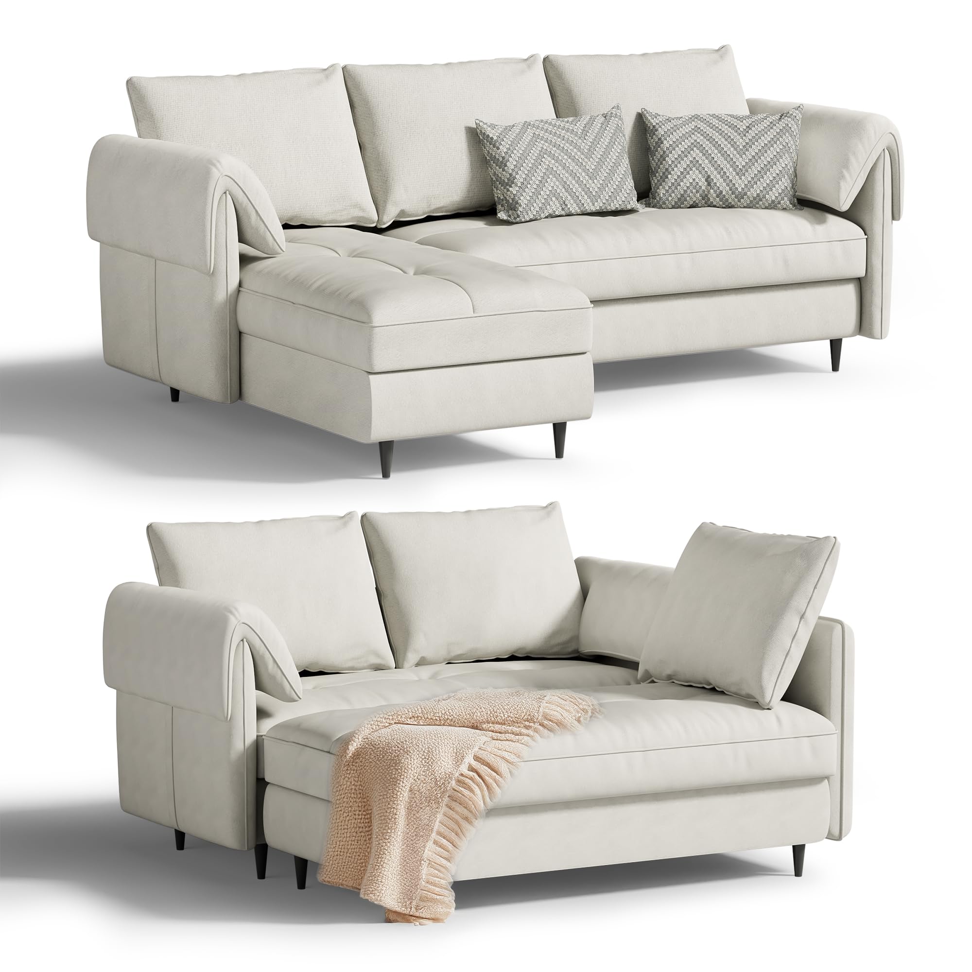 Photo 1 of ***PARTIAL SET***(FOR PARTS ONLY)
Miscoos Small Sectional Couch with Storage - Convertible 3 Seater L Shaped Sofa with Reversible Chaise for Living Room, Apartment, Small Spaces, Beige