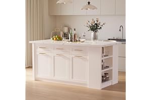 homary 72-inch Large Kitchen Island with Storage White Modern Kitchen Cabinet with Drawers Island Table for Dining Room