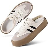 Backless Tennis Shoes for Women Wide Mule Sneakers Slip on Backless Sneakers Platform Canvas Mules Non Slip Chunky Thick Sole Lace Up Breathable Mesh Casual Walking Slides Lightweight Round Toe Girl