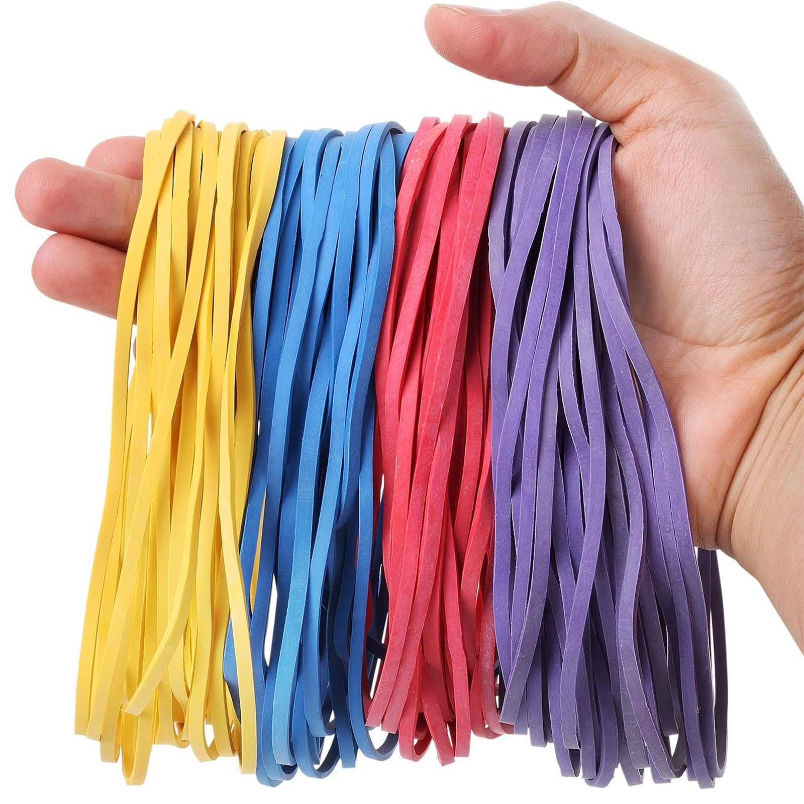 YAZANY 50Pcs Large Elastic Rubber Bands, Sturdy Thick & Stretchable Colored Bands, Natural Elastic Bands for School Home Office Supplies Industrial Crafts DIY Everyday Use 180mm