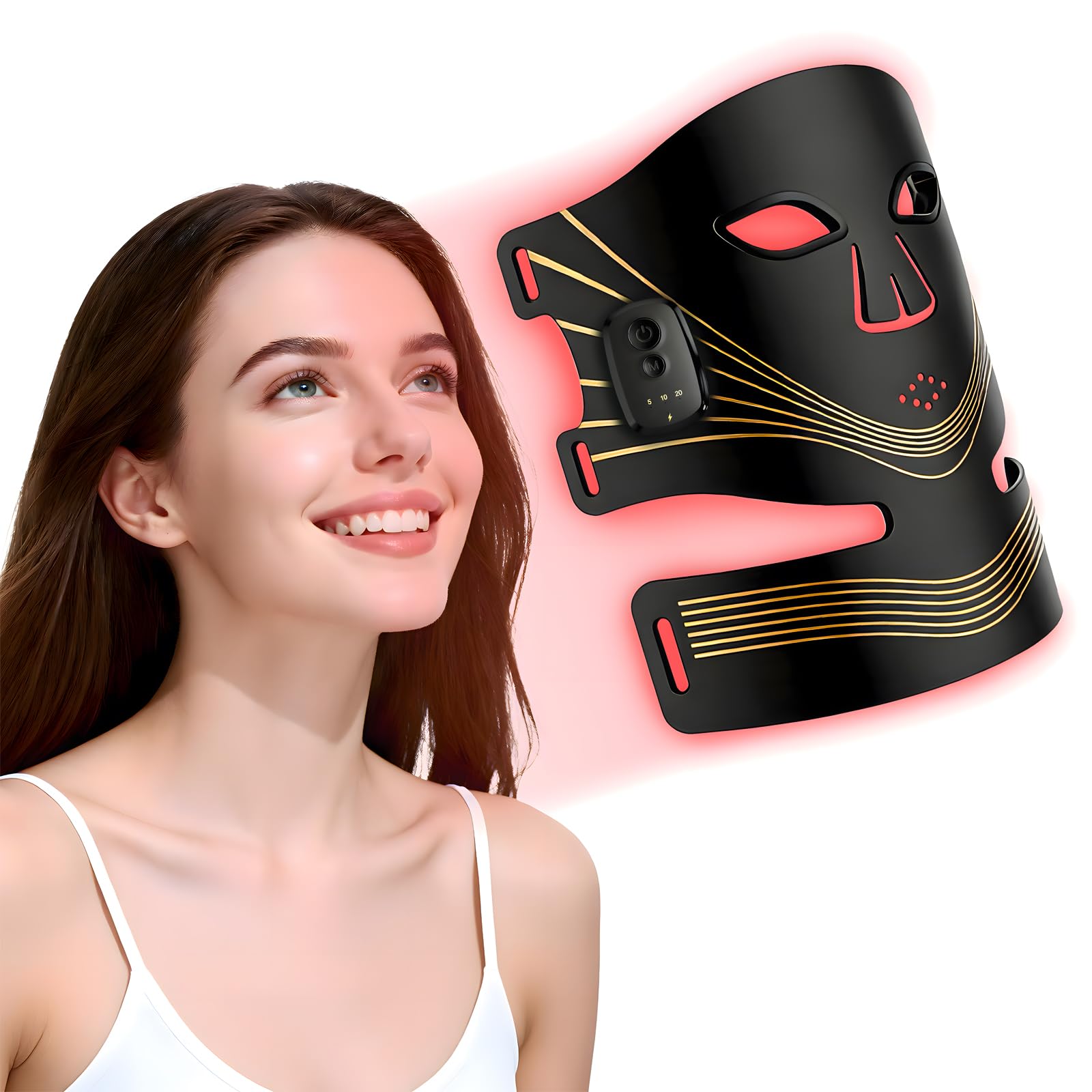 Photo 1 of Red Light Therapy for Face& Neck, 4-Mode Red Light Therapy Mask with 336 LED Beads, 850NM Infrared Led Face Mask Light Therapy with 3 Timing Function&Remote Control, Skin Care at Home and Travel