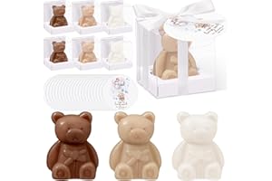 Geosar 36 Pack Bear Christmas Favors Bear Soap Gift with Thank You Cards and Boxes for Baby Shower Decoration Guest Gift Wedding Party Bridal Favors Supplies(White Brown)