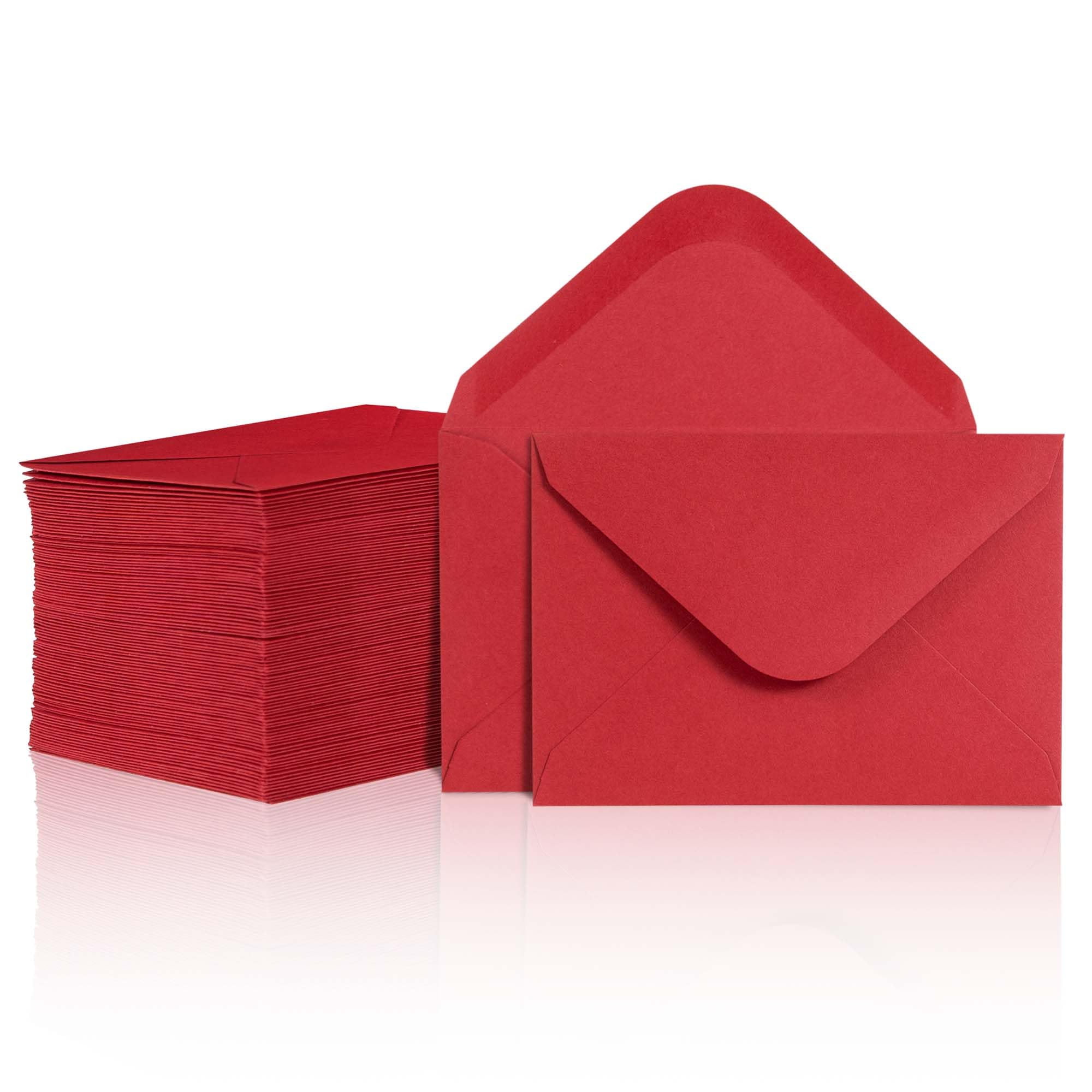 Small Envelopes, 100-Count Mini Envelopes for Gift Cards, Business Cards & Notes, Red, 10.16 x 6.9 cm