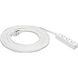 AmazonBasics Flat Plug Grounded Indoor Extension Cord with 3 Outlets, White, 25 Foot