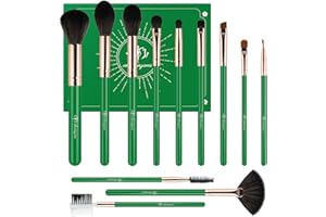 G-TEXNIK Makeup Brushes 12Pcs Makeup Kit,Foundation Powder Brush Eyeshadow Brush Concealers Blush Face Make up Brushes Set with Premium Premium Gift Box(12Pcs,Green)