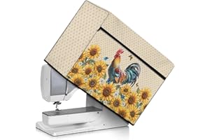 Luarisgur Sunflower Rooster Sewing Machine Cover Beige Sewing Machine Cover Protective Cover with Essentials Storage Pocket Cute Dust Cover for Sewing Machine Foldable