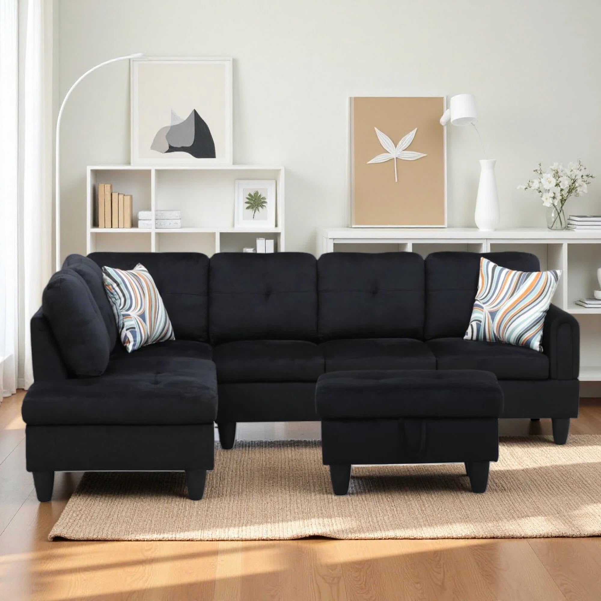 Photo 1 of ****NOT IN A BOX PHOTO FOR REFERENCE/INCOMPLETE SET/ POSSIBLY BOX 1 OF 2 *** Trygoal L Shaped Couch Sectional Couches with Chaise and Storage Ottoman, 3 Pieces Modular Convertible Sofa for Living Room Furniture Sets and Small Apartment, ROYAL BLUE