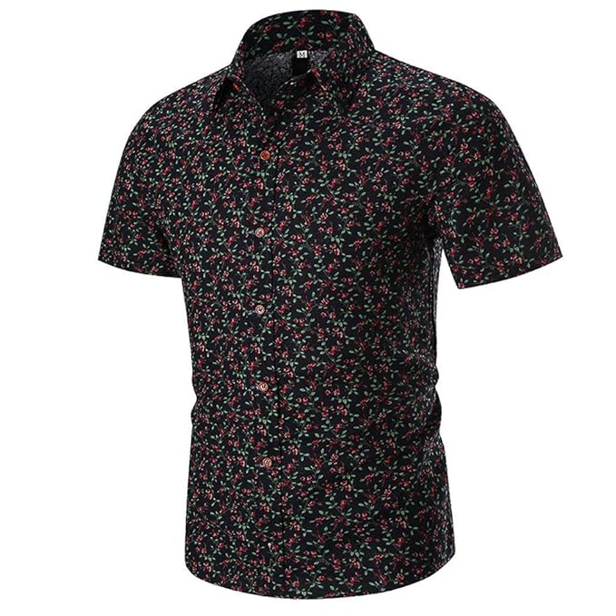 camisa negra estampada hombre