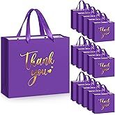 Kolldenn 16 Pcs Thank You Gift Bags Thank You Paper Bags with Handle Wrap Bags Bulk Totes for Birthdays Business Wedding Baby Shower Party Favors(11.81 x 9.84 x 3.94 Inches,Purple)