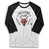 Men's Stranger Things Hellfire Club Costume Baseball Tee - White/Black - Small