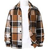GORGLITTER Men's Plaid Flannel Shirt Long Sleeve Casual Button Down Shirts Jacket Fall Trendy Outerwear