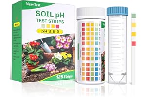 NewTest Soil pH Test Kit: Upgraded 125 Soil pH Test Strips with Measuring Cylinders for Accurate Testing pH Level of Garden Lawn Grass Flower Vegetable Compost Dirt