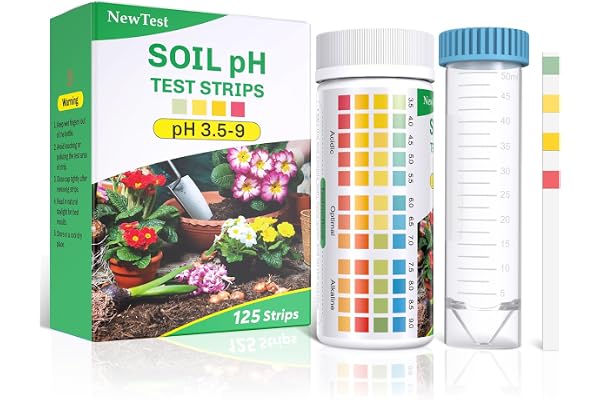 NewTest Soil pH Test Kit: Upgraded 125 Soil pH Test Strips with Measuring Cylinders for Accurate Testing pH Level of Garden L
