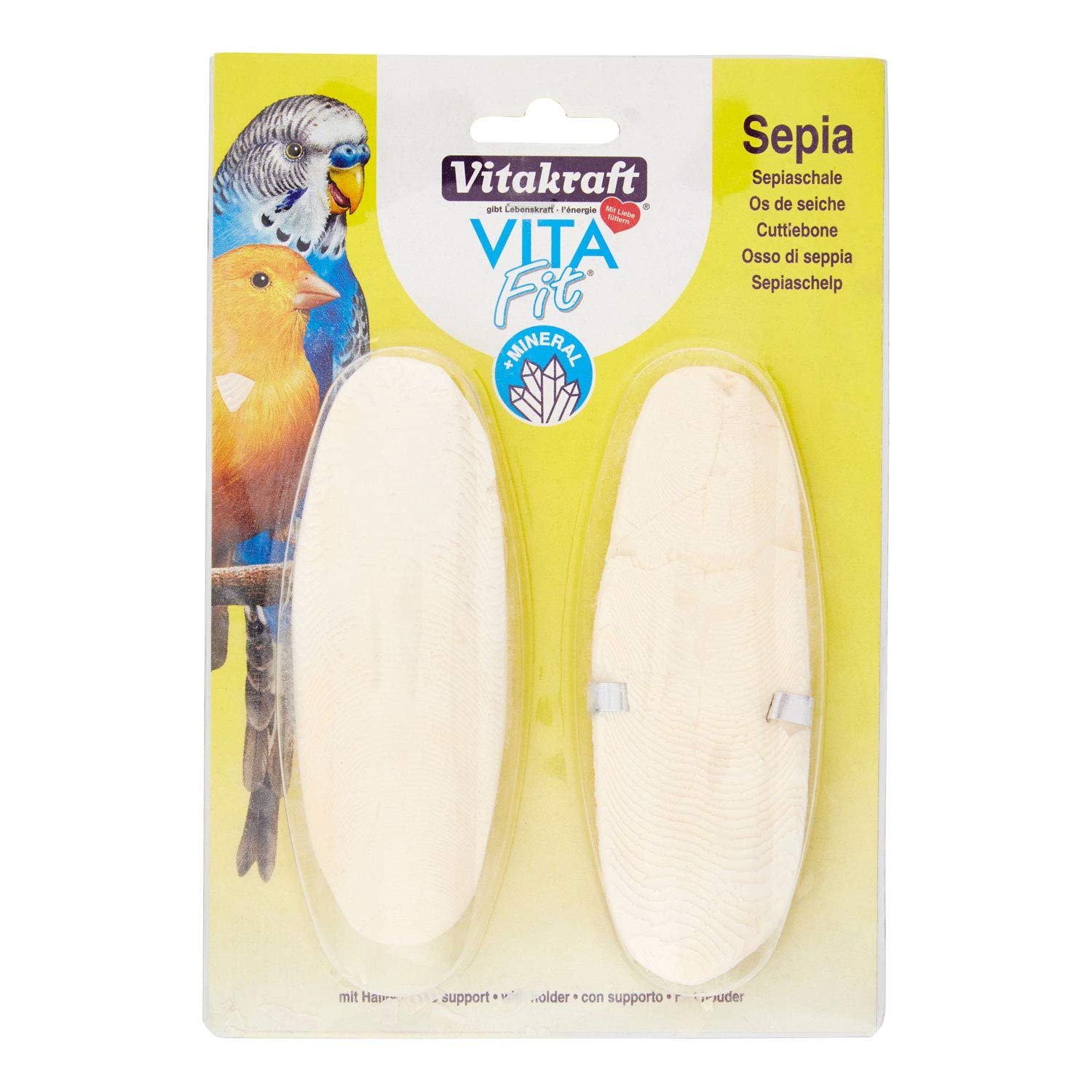 VITAKRAFT - Vita Fit - Cuttlefish Bone for Domestic Birds - Calcareous Nutrient - Special Beak Care - 2 pieces