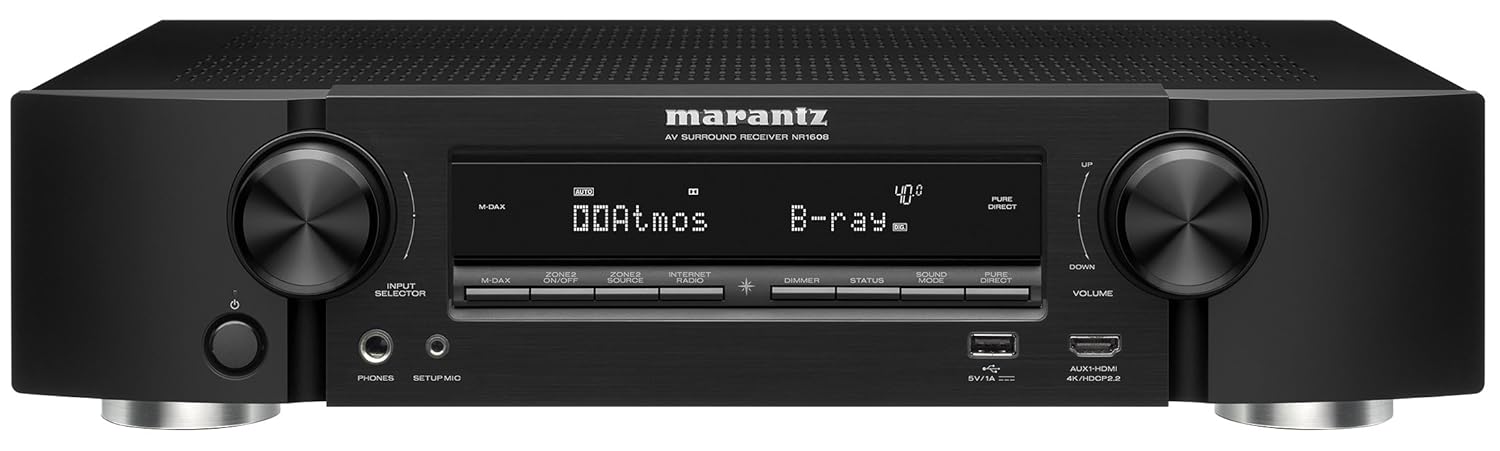 Marantz AV Audio & Video Component Receiver Black (NR1608), Works with Alexa