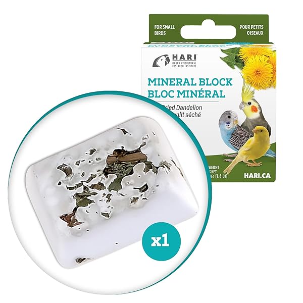 HARI MINERAL BLOCK FOR BIRDS WITH DRIED DANDELION, CALCIUM SUPPLEMENT BIRD TREAT (82198)
