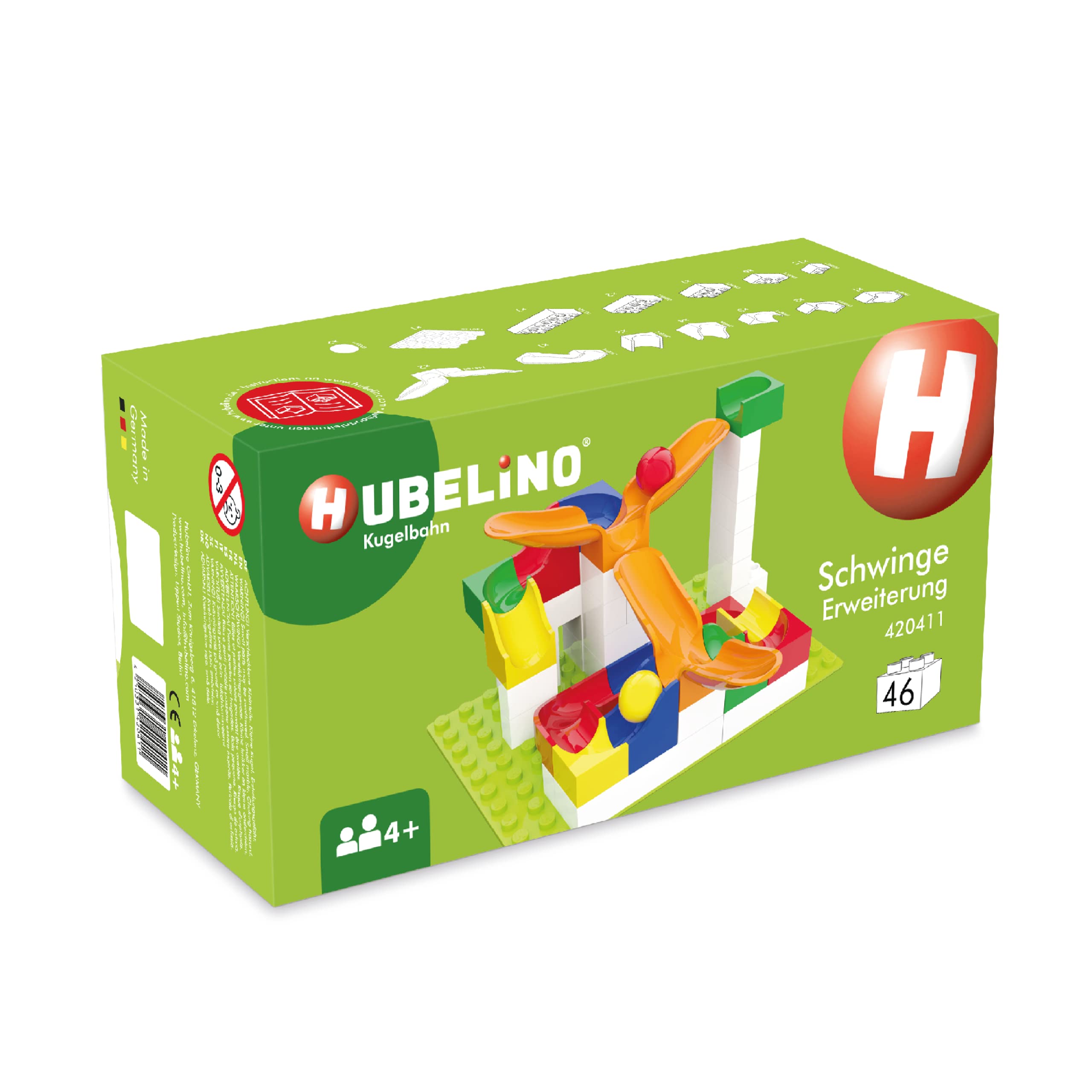 Hubelino Cradle Chute Action Set - The Original - 44 Piece Marble Run Set - Made in Germany