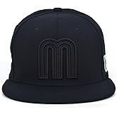 JLGUSA Mexico Snapback Hat 3D M Embroidery Mexico Baseball Cotton Cap (All Black Cotton Imp)