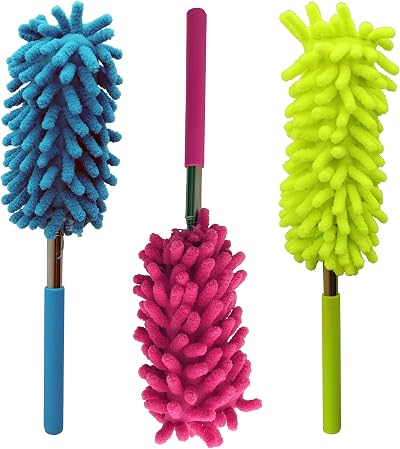 ZYBUX 3 Pack Extendable Feather Dusters with Stainless Handle 70 inch Reach