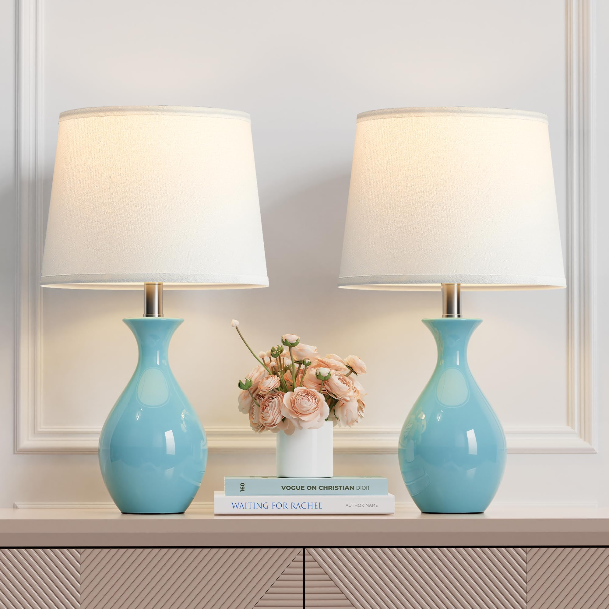 PARTPHONER Table Lamp Set of 2, Modern Ceramic