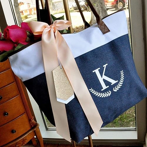 monogrammed tote bags with zipper