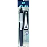 Schneider Ray Cartridge Rollerball Pen, M (Medium), Refillable, Dark Blue/Light Gray Barrel, Royal Blue Erasable Ink Cartridge (187803), RS187803