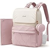 LOVEVOOK Diaper Bag Backpack, Baby Travel Bags for Boys & Girl, Toddler Waterproof Diaper Bag w/Changing Pad (Pink, 15.6''-Small)