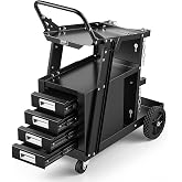 VEVOR Welding Cart, 2-Tier 4 Drawers Welder Cart 265 LBS Weight Capacity | with 360&deg; Swivel Wheels, Tank Storage Safety Chains, Heavy Duty Rolling MIG Welder Cart for Mig Welder and Plasma Cutter