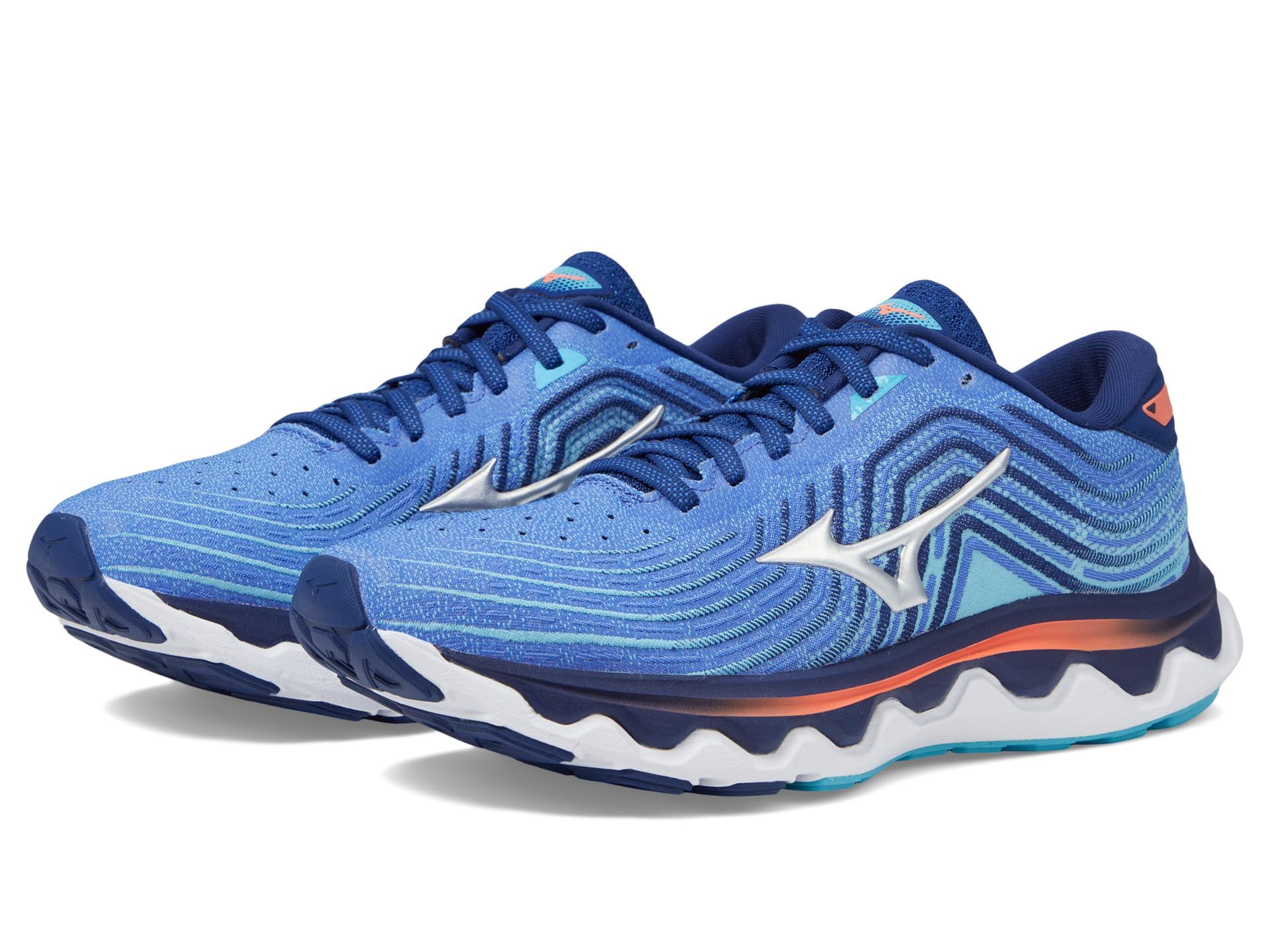 Mizuno Womens Wave Horizon 6 Running Shoe, Dazzling Blue-Silver, 12 Regular