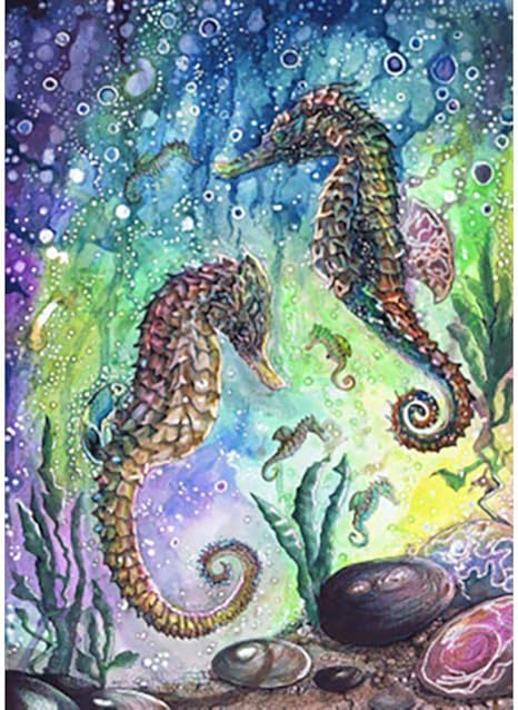 Amazon Co Jp Fisosuh Diyデジタル油絵キャンバス大人の子供油絵ギフトデジタルセット家族ペイント絵画動物タツノオトシゴ油絵 ホーム キッチン