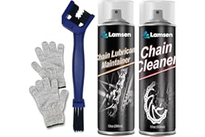 Lamsen Chain Cleaner Kit, Professional Bike Chain Cleaner Set, Motorcycle Cleaning Kit with Chain Cleaner & Chain Lube Including Brushes and Gloves for Cleaning and Maintain All Bicycles (1 Pack)