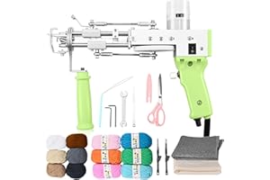 FancyBant Tufting Gun,2 in 1 Cut Pile & Loop Pile Electric Tufting Gun Starter Kit,Rug Making Kit for Beginners,5-45 Stitches/s High Speed Rug Tufting Gun,Including Tufting Cloth and Yarn(110-240V)