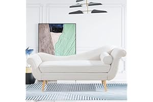 Vaztrlus Chaise Lounge Indoor White Velvet 71'' with Scroll Arms Wave Back Lounge Chair Fainting Couch Comfort Simplistic Spirituality for Bedroom Office Living Room (White)