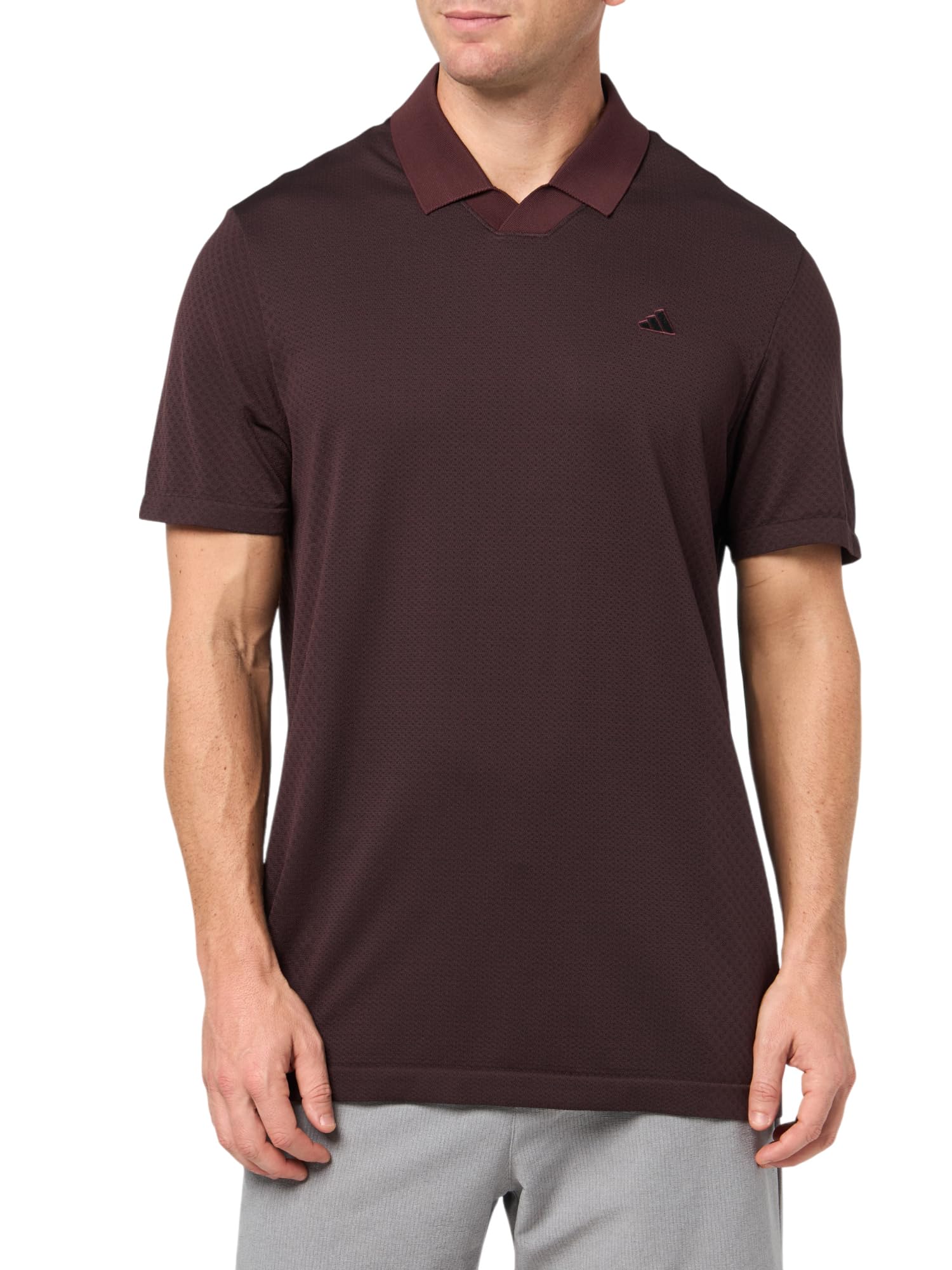 adidas Men’s Go-to Primeknit Polo Shirt, Aurora Ruby/Black, Medium