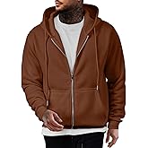JMIERR Mens Full Zip Casual Cotton Hooded Fleece Drawstring Hoodies Pullover Sweatshirts Casual Long Sleeve Shirts