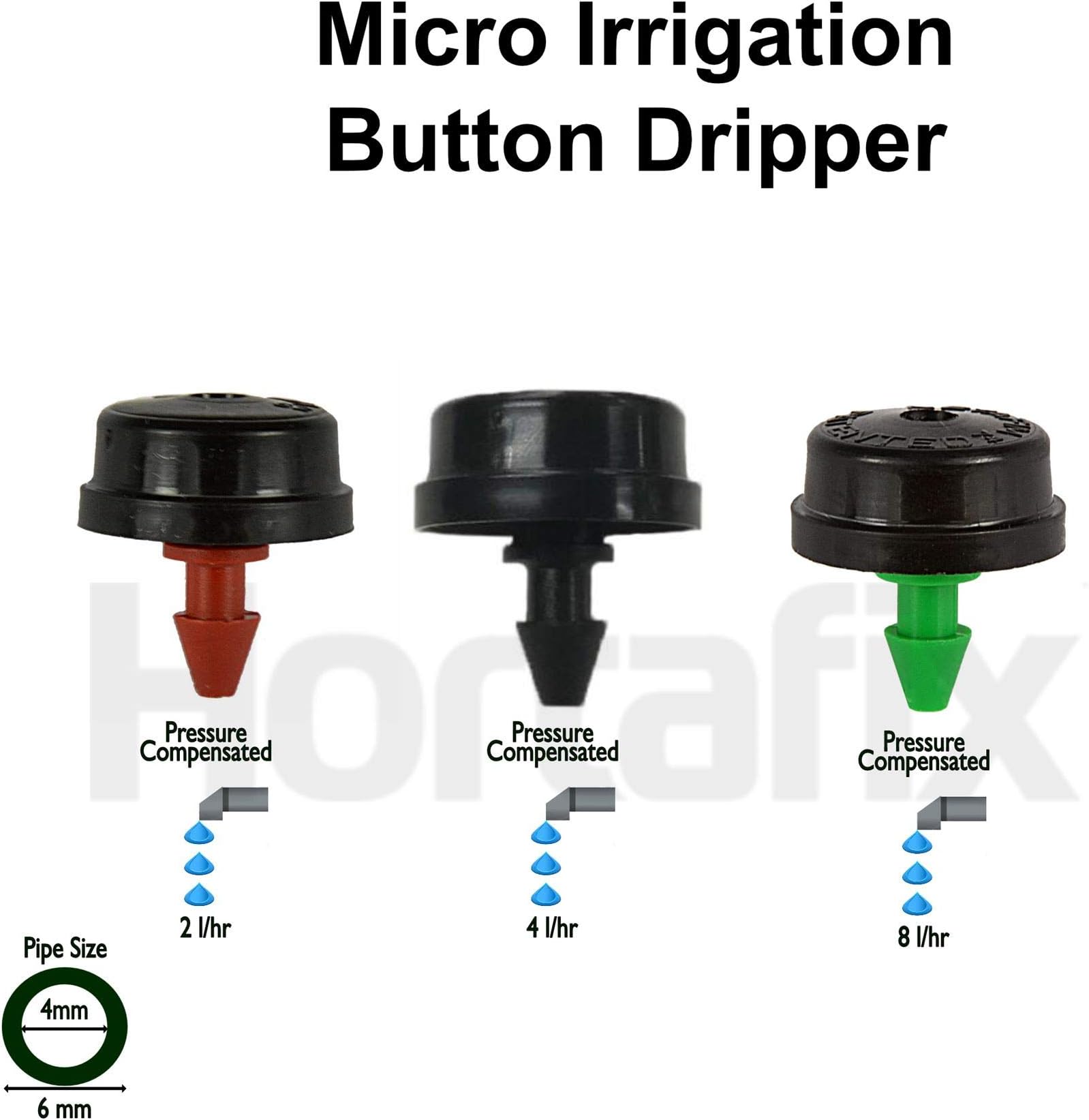 Hortafix Button Dripper 8 ltr/hr, Green, pack of 10