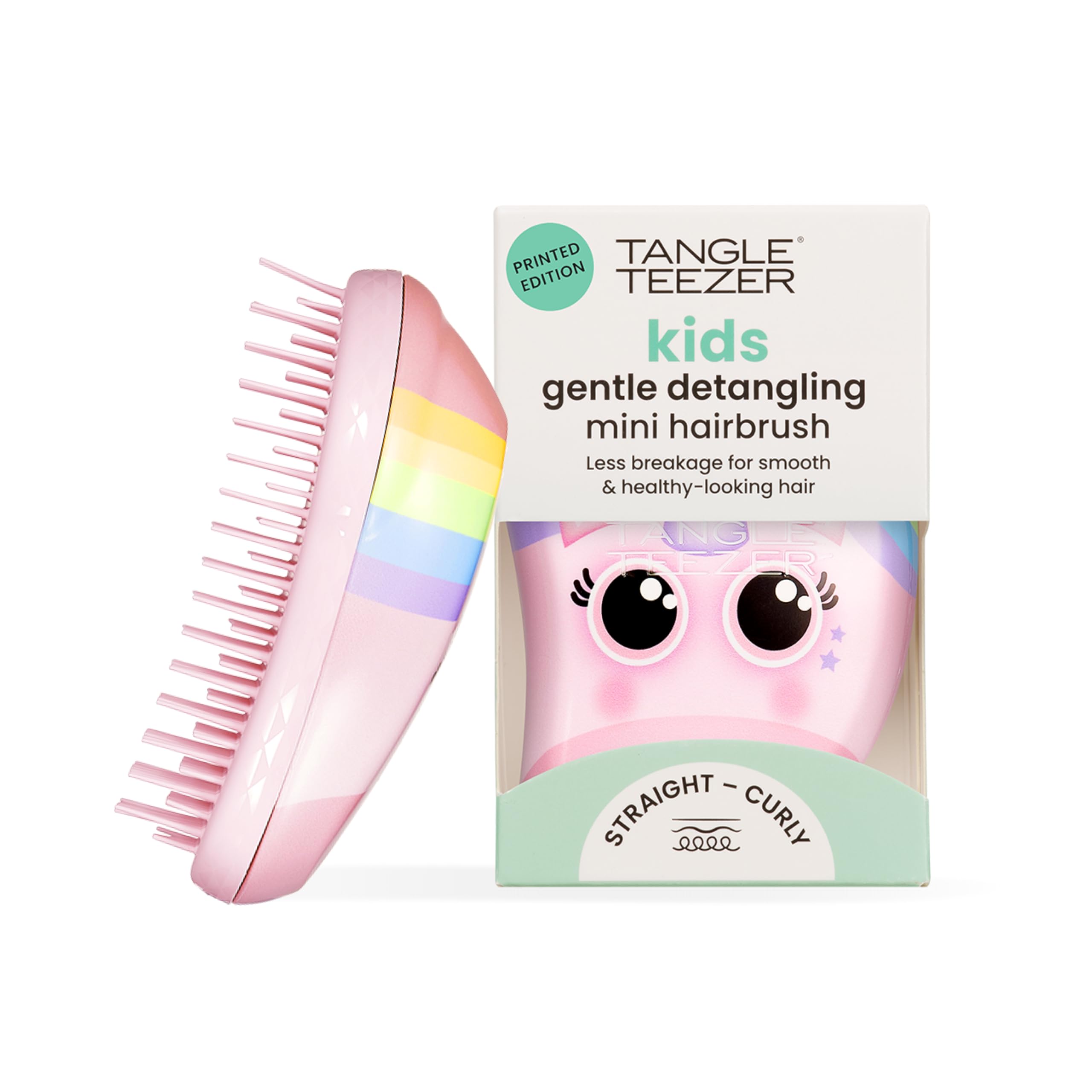 Tangle Teezer Mini Original Hairbrush - For Wet & Dry Hair - Detangling Brush for All Hair Types - Perfect Brush For Kids & Travel - Rainbow the Unicorn