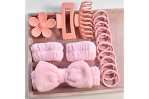 16-Piece Party Favor Pack - Bow-Shaped Coral Fleece Face Masks, Hair Bands, Wristbands & Women's Plush Hair Bands with Flower