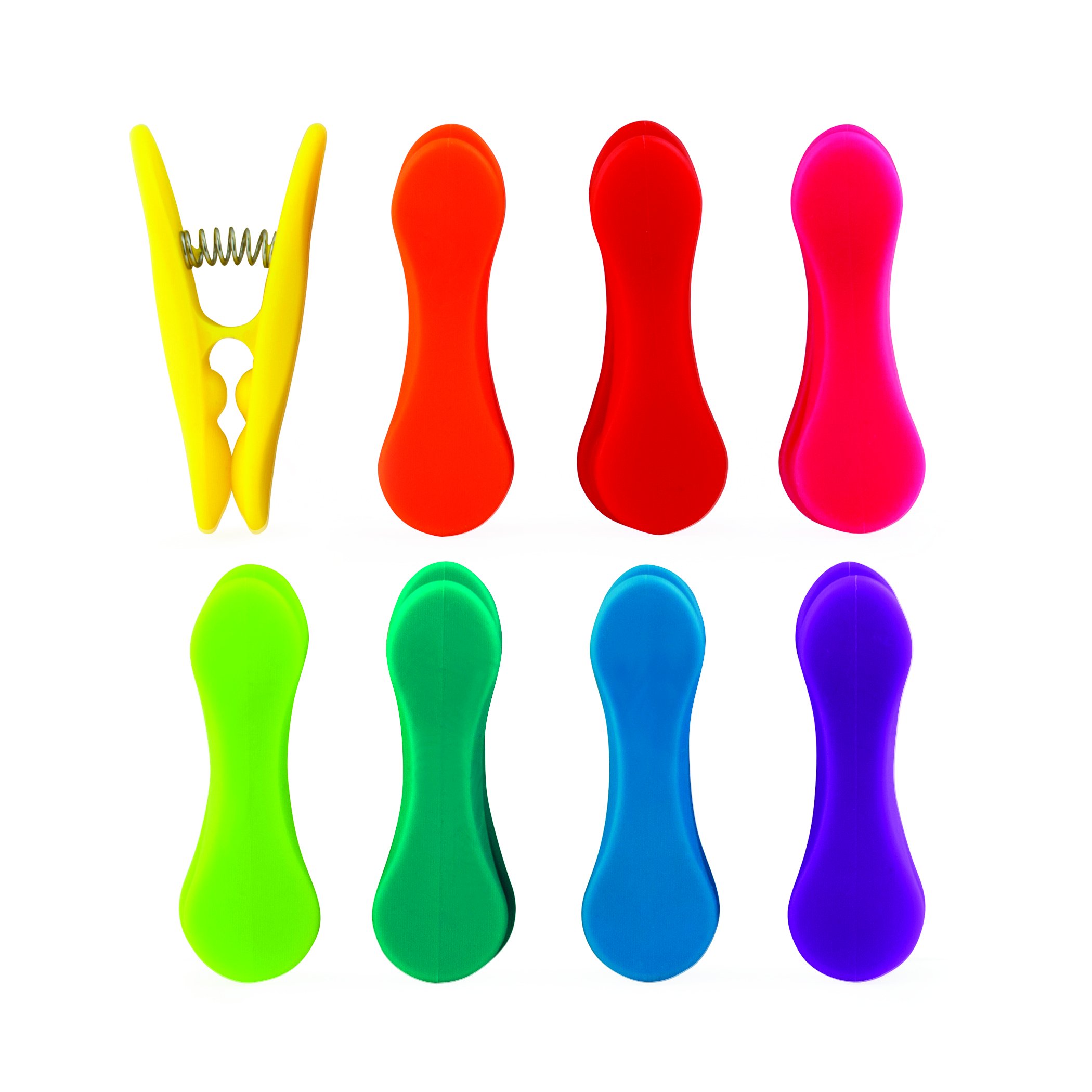 Photo 1 of Kikkerland Rainbow Bag Clips (Set of 8), Multicolor