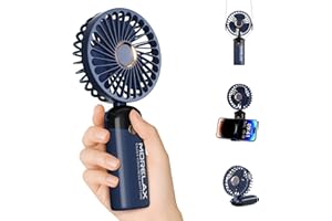 JANCANE Portable Handheld Mini Fan, USB Rechargeable Fodable Personal Fans, 5 IN 1Cooling Table Fan, 4000mAh, 90 Adjustable, 6 Speed Strong Wind, Travel Fans Pocket Design for Outdoor/Activities/Office(Blue)