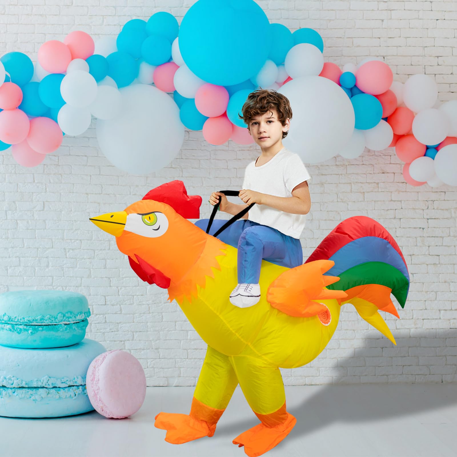 Stegosaurus Inflatable Costume for Kids Ride On Chicken Costume Funny Halloween Costumes For Boy Girl Rooster Blow up Costumes