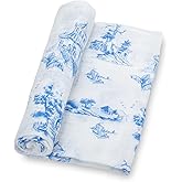 LollyBanks Swaddle Blanket, 100% Cotton Muslin Swaddle Blankets for Boys and Girls, Large 47 x 47 Inches Baby Blanket, Soft and Breathable Newborn Receiving Blankets, Registry (Chinoiserie Print)