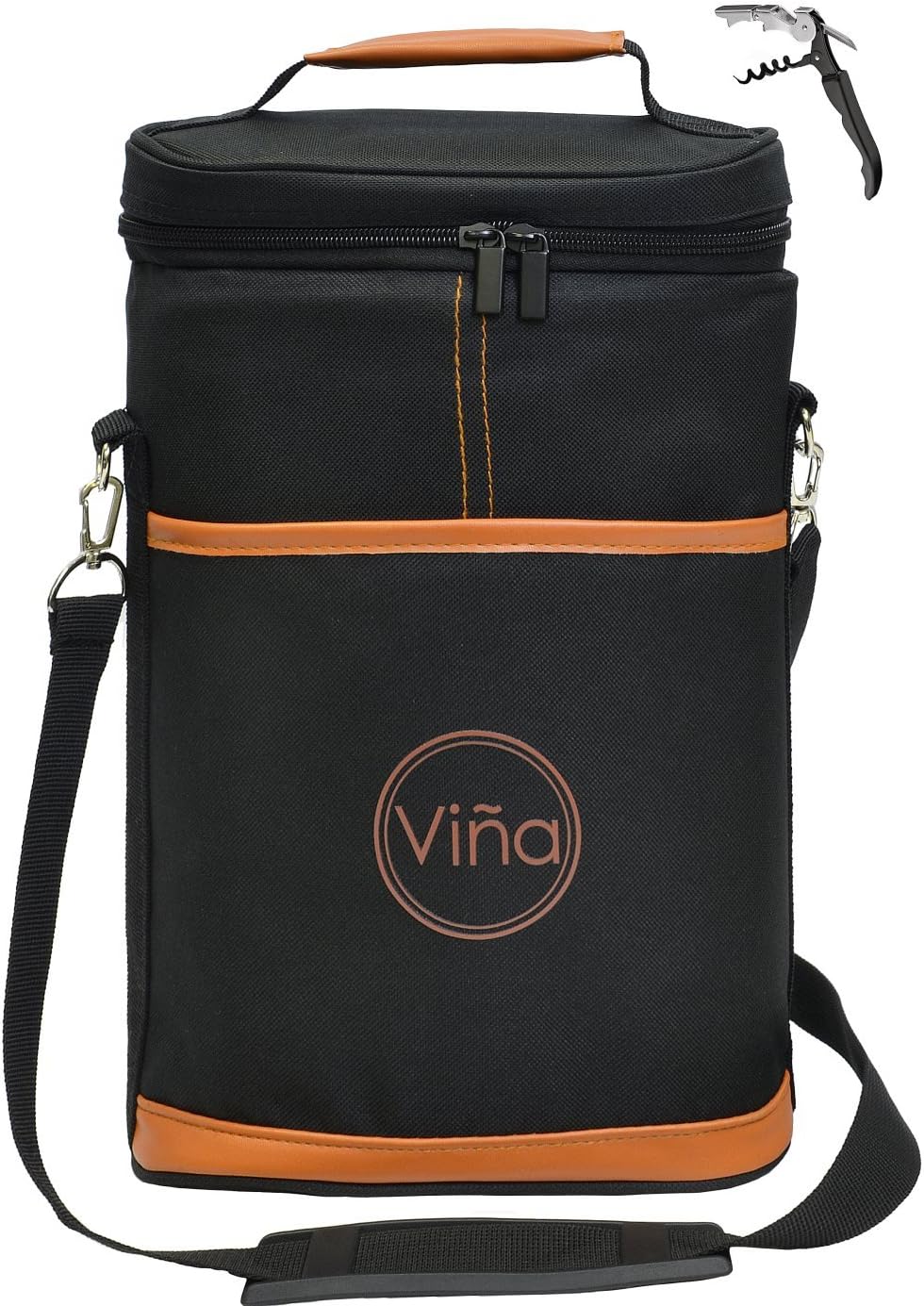 Vina Wine Insulated Tote Bag, 2 Bottle Wine/Beer Cooler