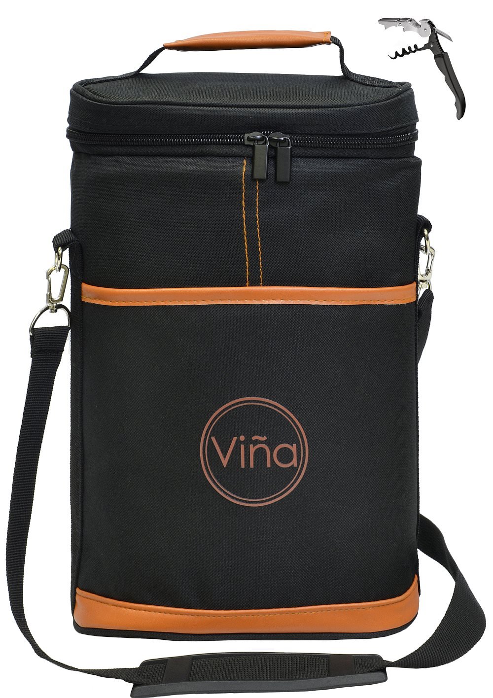 Vina Wine Insulated Tote Bag, 2 Bottle Wine/Beer Cooler